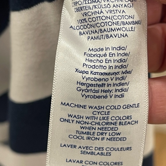 CHAPS Women Dress XL Blue & White Stripe Sleeveless Nautical Lace Up Side Slit - Picture 7 of 7